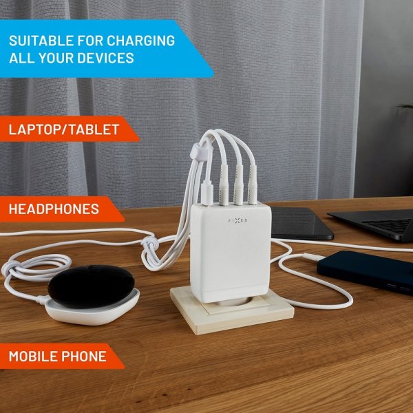 Fixed Laddare GaN100 3xUSB-C & 1xUSB-A
