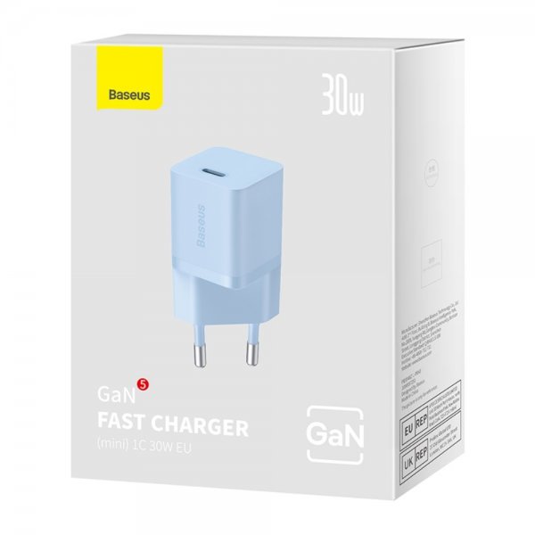 Baseus Laddare GaN5 Fast Charger Mini 30W Blå
