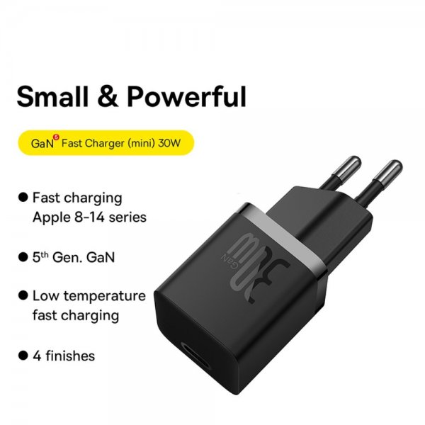 Baseus Laddare GaN5 Fast Charger Mini 30W Svart