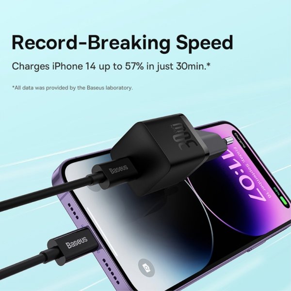 Baseus Laddare GaN5 Fast Charger Mini 30W Svart