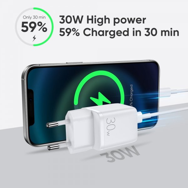 Joyroom Laddare JR-QP303 USB-C+USB-A 30W