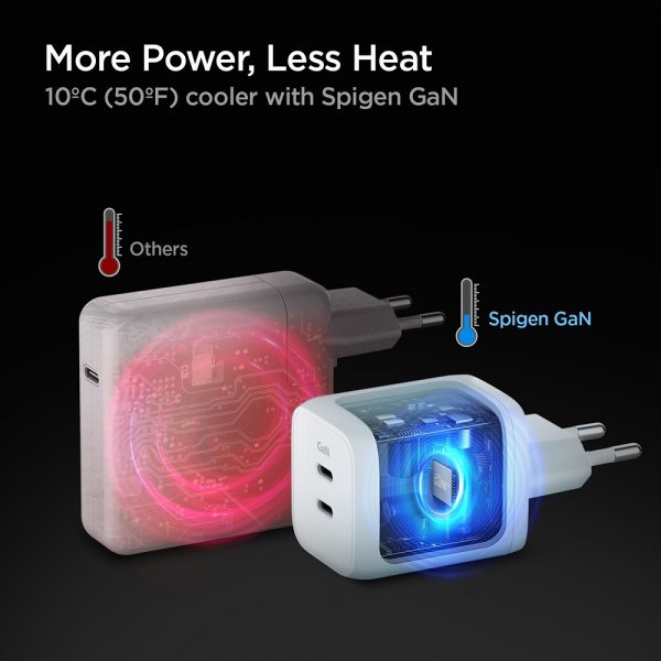 Spigen Laddare PowerArc ArcStation Pro GaN Dual Port 65W Vit