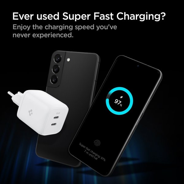 Spigen Laddare PowerArc ArcStation Pro GaN Dual Port 65W Vit