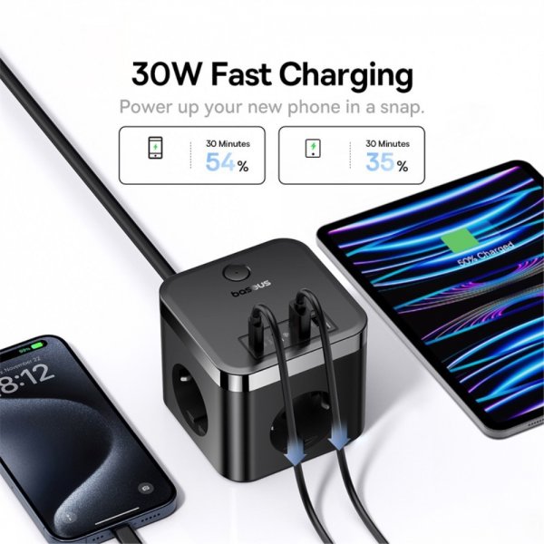 Baseus Laddare PowerCombo Cube PowerStrip 30W