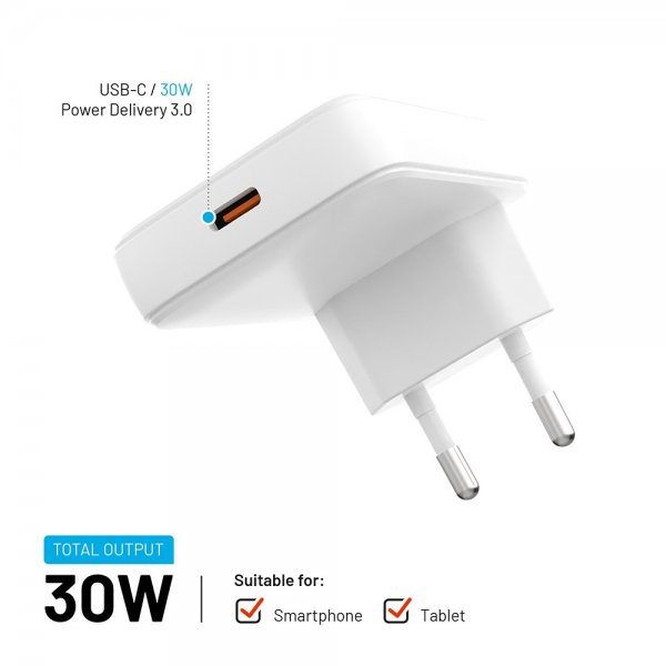 Fixed Laddare Slim GaN 30W 1xUSB-C