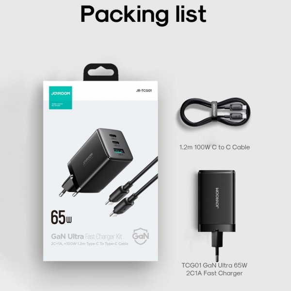 Joyroom Laddare TCG01 65W med USB-C Kabel