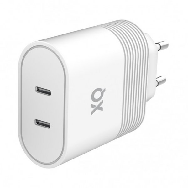 Xqisit Laddare Travel Charger Dual USB-C PD 40W Vit