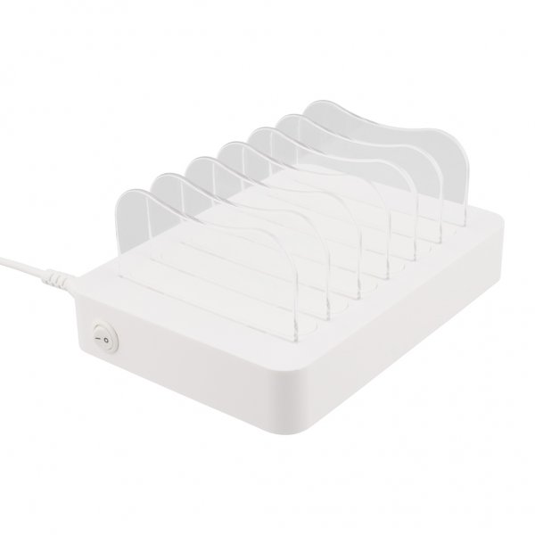 Deltaco Laddningsstation 50W 6xUSB-A Vit