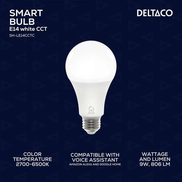 Deltaco Smart Home LED-lampa E27 WiFi 9W