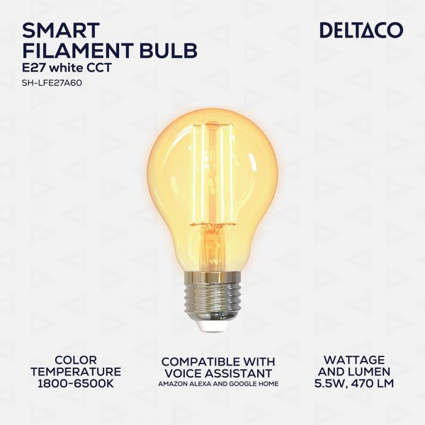Deltaco Smart Home LED-lampa Filament E27 WiFi A60 5.5W