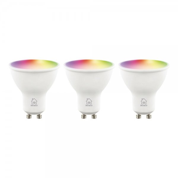 Deltaco Smart Home LED Lampor GU10 RGB WiFi 4.7W 3-pack