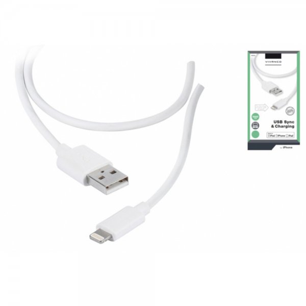Vivanco Lightning till USB Kabel 2 meter Vit