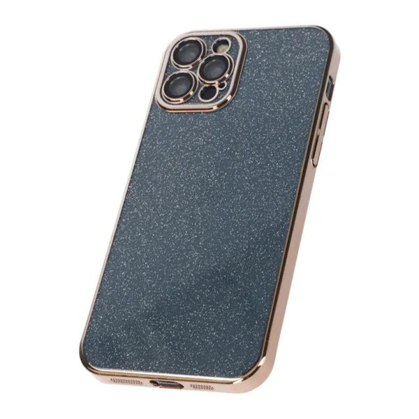 iPhone 12 Pro Skal Glitter Transparent Stöttåligt Guld