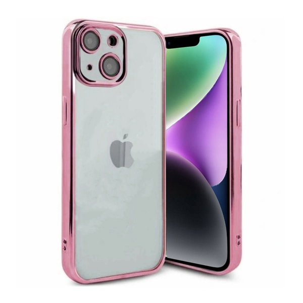 iPhone 14 Skal Glitter Transparent Stöttåligt Rosa