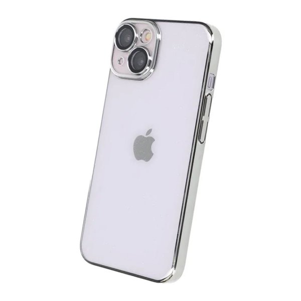 iPhone 15 Skal Glitter Transparent Stöttåligt Silver