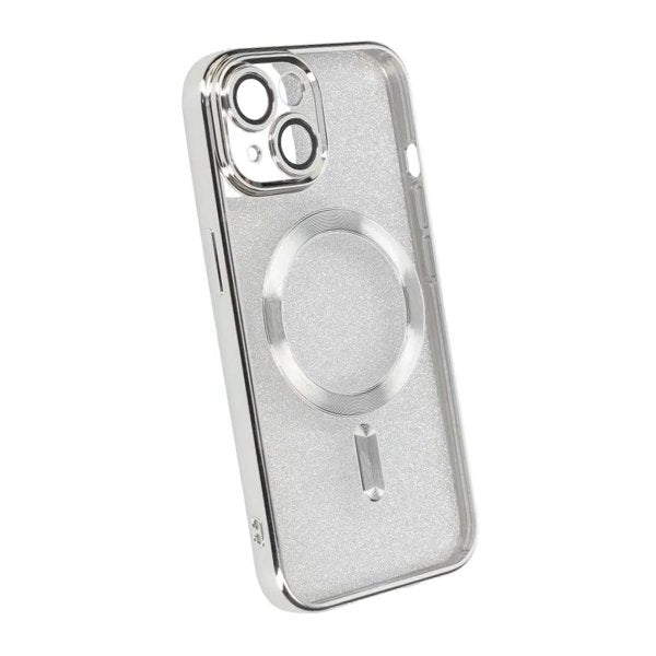 iPhone 15 Skal Glitter Transparent MagSafe Silver
