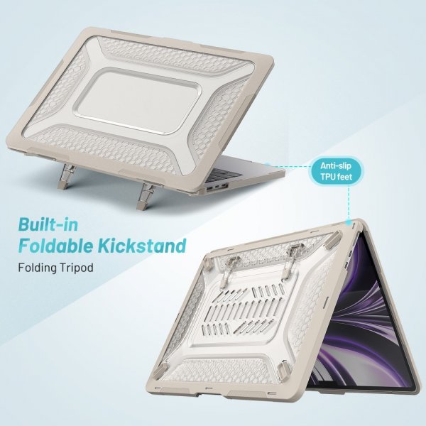 MacBook Air 13 M2 (A2681) Skal Armor Stativfunktion Beige