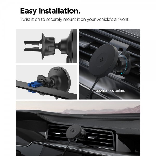 Spigen MagSafe-bilhållare med Trådlös Laddning OneTap Pro 4 Air Vent