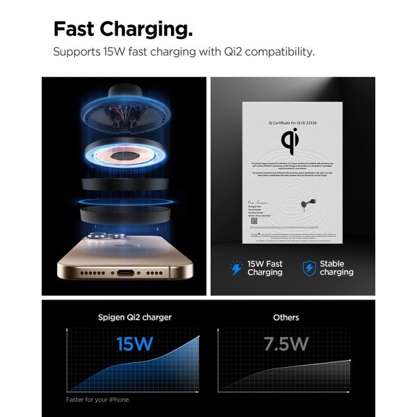 Spigen MagSafe-bilhållare med Trådlös Laddning OneTap Pro 4 Dashboard/Windshield