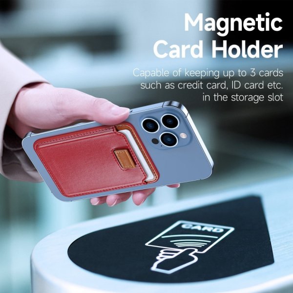 Dux Ducis MagSafe Korthållare Magnetic Leather Wallet Röd