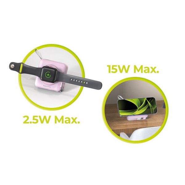 Mobile Origin MagSafe-powerbank/Reseladdare Inbyggda kablar/Apple Watch-laddning Rosa