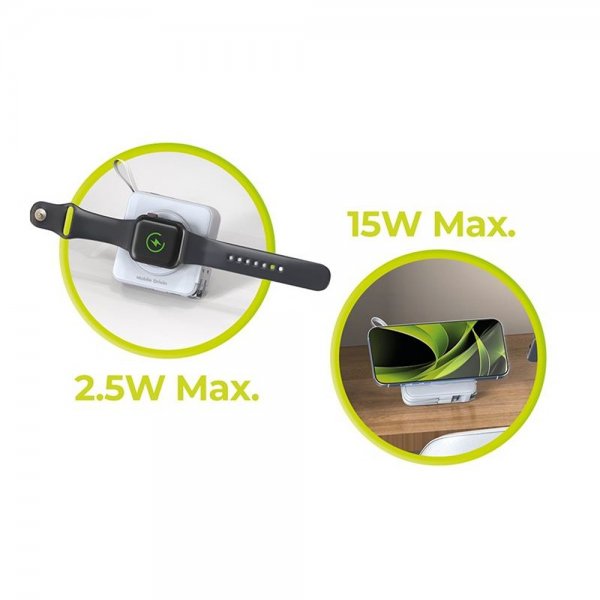 Mobile Origin MagSafe-powerbank/Reseladdare Inbyggda kablar/Apple Watch-laddning Vit