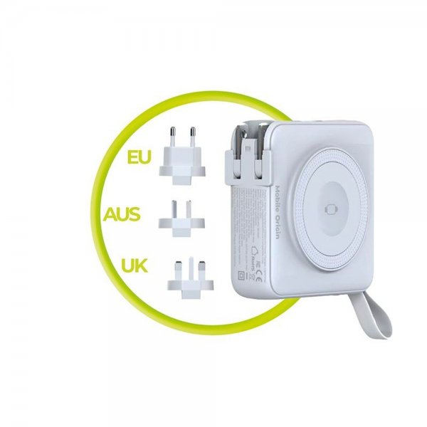 Mobile Origin MagSafe-powerbank/Reseladdare Inbyggda kablar/Apple Watch-laddning Vit