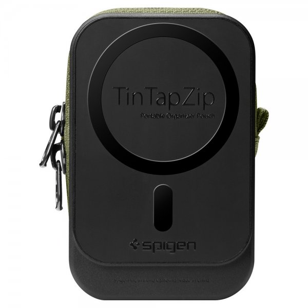 Spigen MagSafe Väska Portable Organizer Pouch Snap Zip MagFit Olive Green