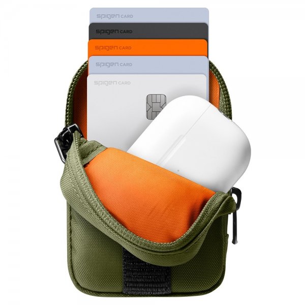 Spigen MagSafe Väska Portable Organizer Pouch Snap Zip MagFit Olive Green