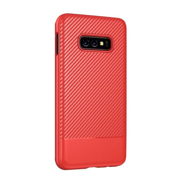 Samsung Galaxy S10E Skal Kolfibermönster Röd
