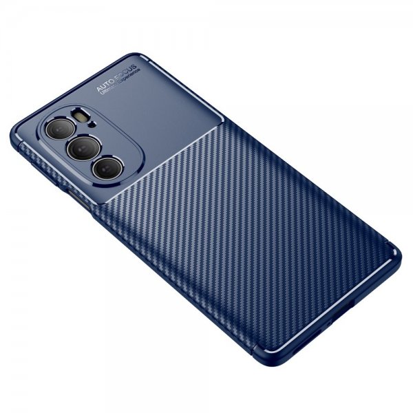 Motorola Edge 30 Pro Skal Kolfibertextur Blå