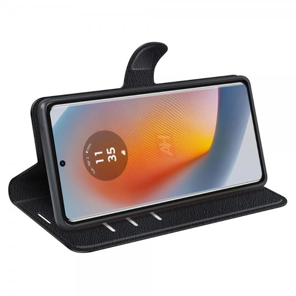 Motorola Edge 50 Fusion Fodral Litchi Svart