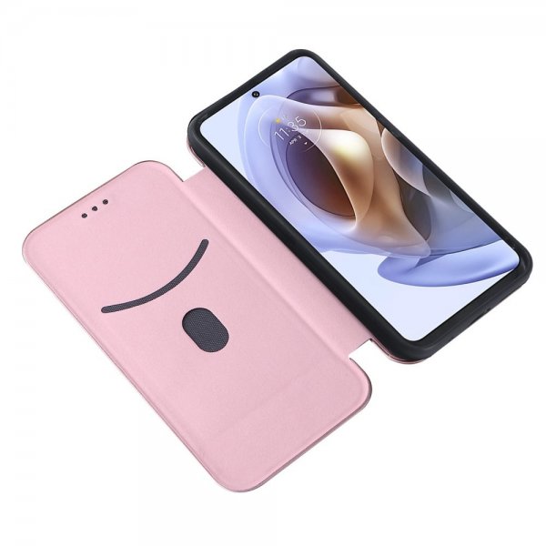 Motorola Moto G200 Fodral Kolfibertextur Roseguld
