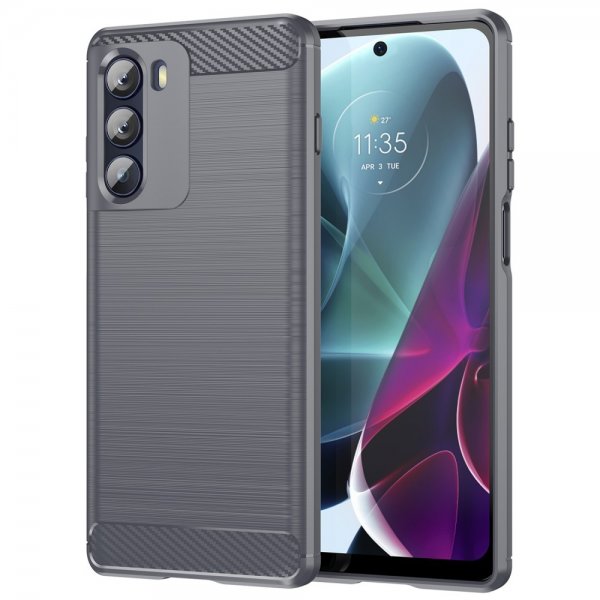 Motorola Moto G200 Skal Borstad Kolfibertextur Grå