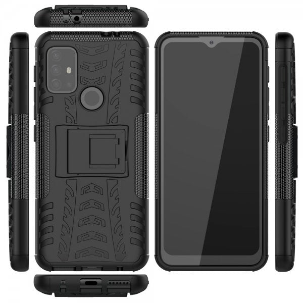 Motorola Moto G30 Skal Däckmönster Stativfunktion Svart