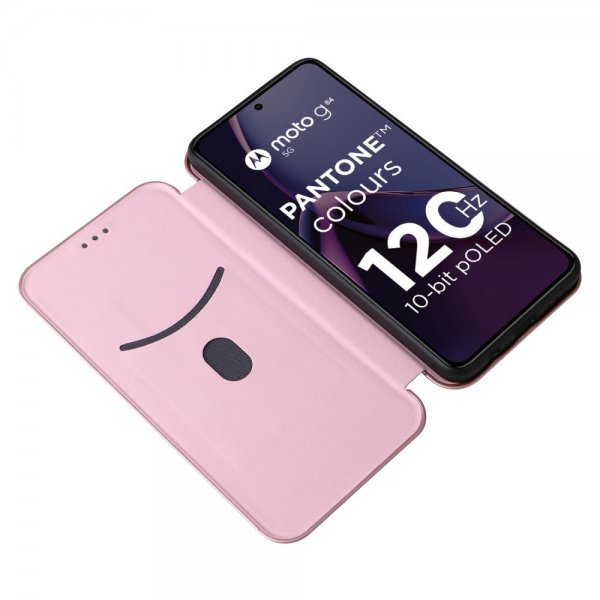 Motorola Moto G84 Fodral Kolfibertextur Roseguld