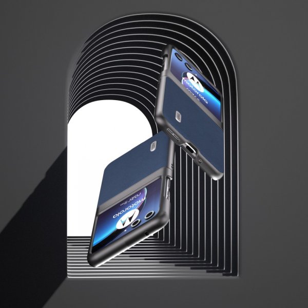 ABEEL Motorola Razr 40 Ultra Skal Äkta Läder Blå