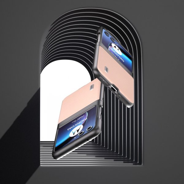 ABEEL Motorola Razr 40 Ultra Skal Äkta Läder Rosa