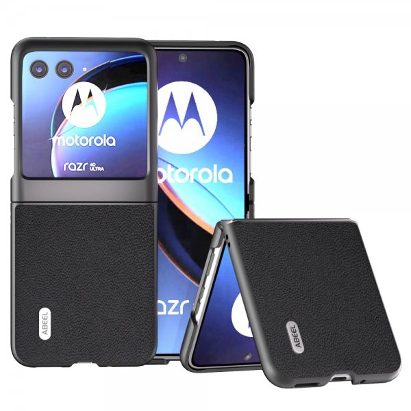 ABEEL Motorola Razr 40 Ultra Skal Äkta Läder Svart