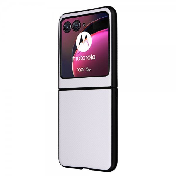Motorola Razr 40 Ultra Skal Kolfibermönster Vit