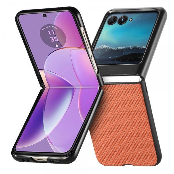 Motorola Razr 40 Ultra Skal Kolfibertextur Brun