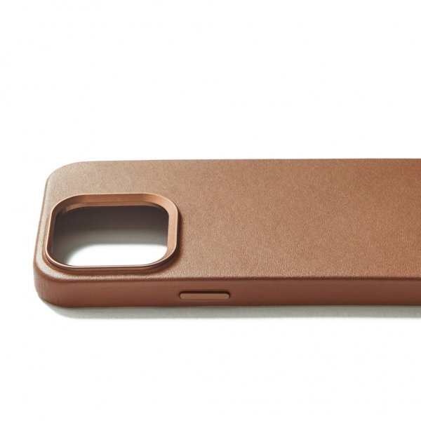 Mujjo iPhone 15 Pro Skal Full Leather Case MagSafe Dark Tan