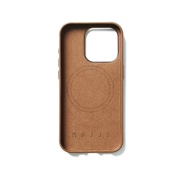 Mujjo iPhone 15 Pro Skal Full Leather Case MagSafe Dark Tan