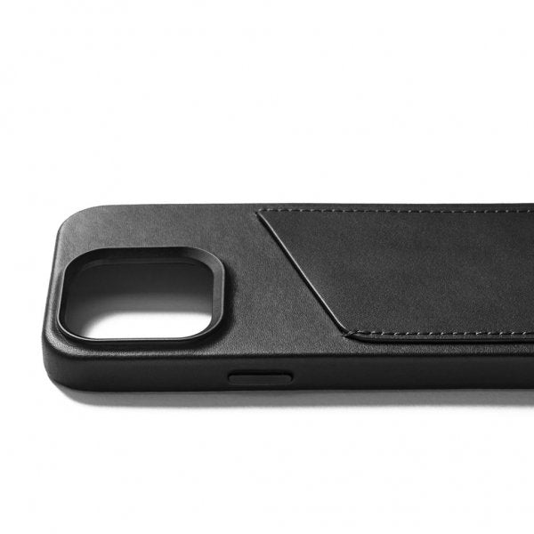 Mujjo iPhone 15 Pro Skal Full Leather Wallet Case MagSafe Svart
