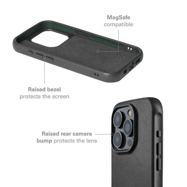 Mujjo iPhone 15 Pro Skal Shield Case Svart