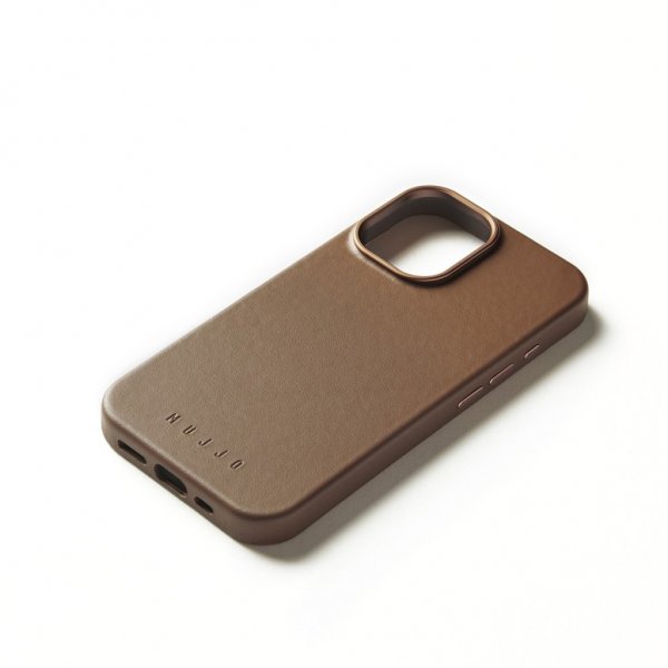 Mujjo iPhone 16 Skal Full Leather Case Dark Tan
