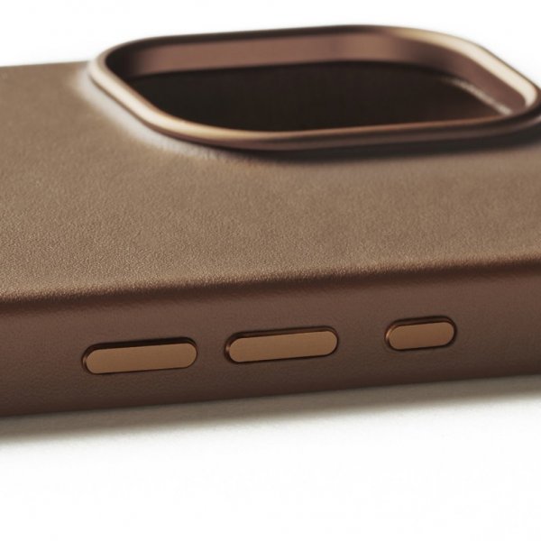 Mujjo iPhone 16 Skal Full Leather Case Dark Tan