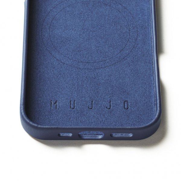 Mujjo iPhone 16 Pro Skal Full Leather Case Monaco Blue