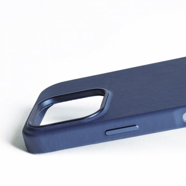 Mujjo iPhone 16 Pro Skal Full Leather Case Monaco Blue