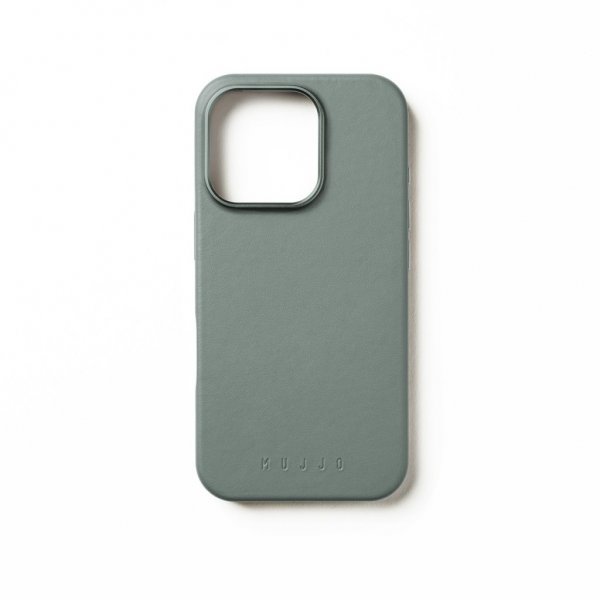 Mujjo iPhone 16 Pro Skal Full Leather Case Green Smoke